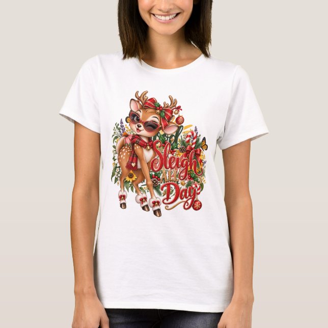 Julglad Hjort T-Shirt (Framsida)