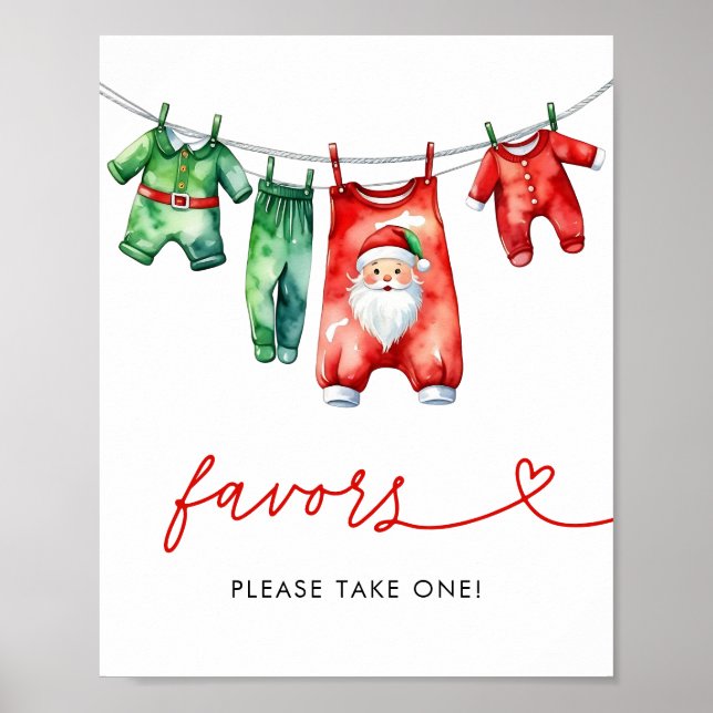 Julglad Jul Babyshower Minnesskylt Santa Baby Poster (Framsidan)