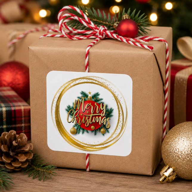 Julglad julsticker fyrkantigt klistermärke (Skapare uppladdad)