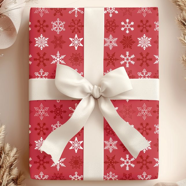 Julglad röd och vit snöflinga jul presentpapper (Skapare uppladdad)