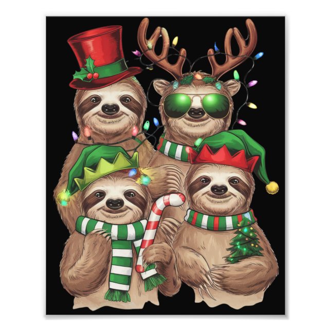 Julglad sengångare Merry Slothmas Sengångare Älska Fototryck (Framsidan)