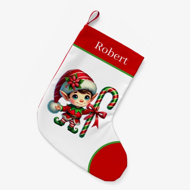 Julglad tomte lägg till namn  liten julstrumpa (Framsidan (Hängande))