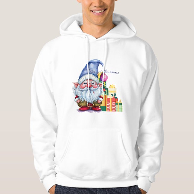 Julglad Tomte T-Shirt – Söt Julkläder Hoodie (Framsida)