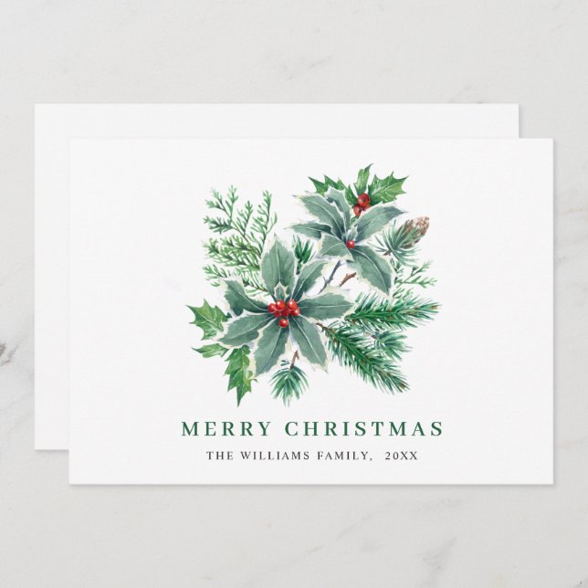 Julglad Vattenfärg Julbär Julhälsning Julkort (Fram/baksida)