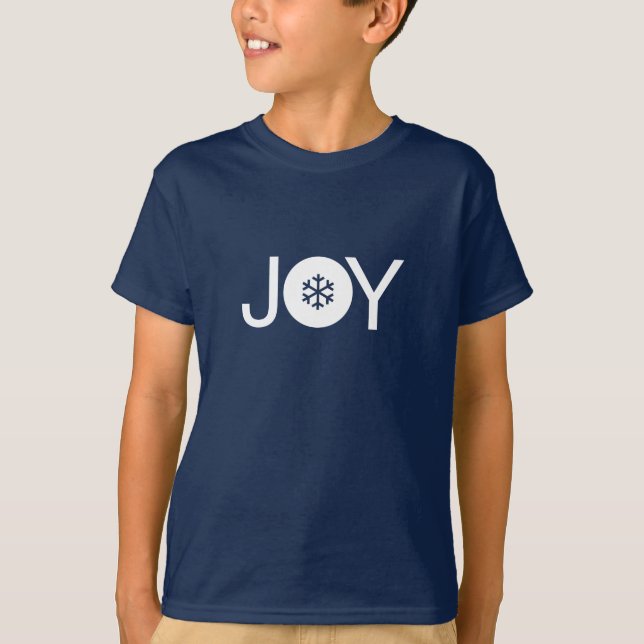 Julglädje Blå och Vit Barn T-Shirt (Framsida)