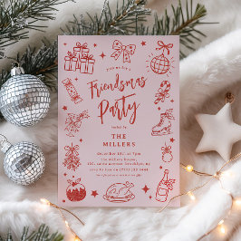 Julglädje Doodle Friendsmas-fest Inbjudningar