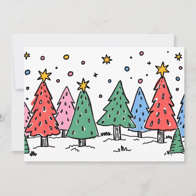 Julglädje doodle konststil julkort (Framsida)