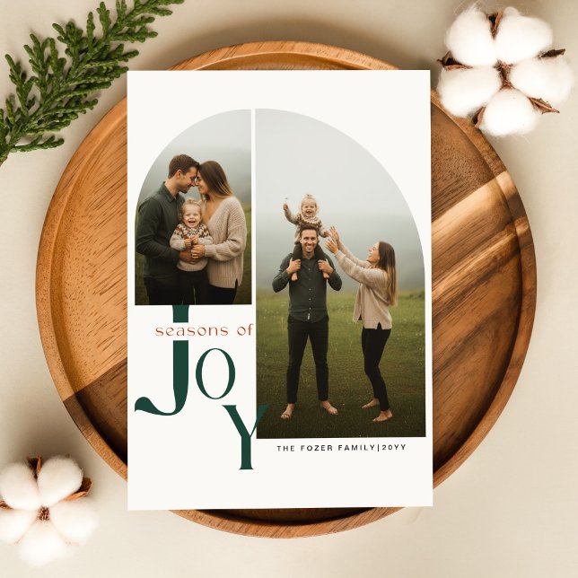 Julglädje Familjefotocollage julkort Helg Vykort (Skapare uppladdad)