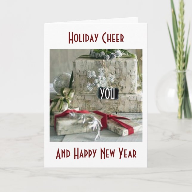 JULGLÄDJE/GLAD NYÅR-PRESENT GALOUR HELGKORT (Framsida)