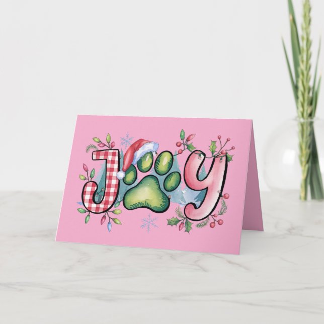 Julglädje Husdjur Tass God Jul Kort Rosa (Framsida)