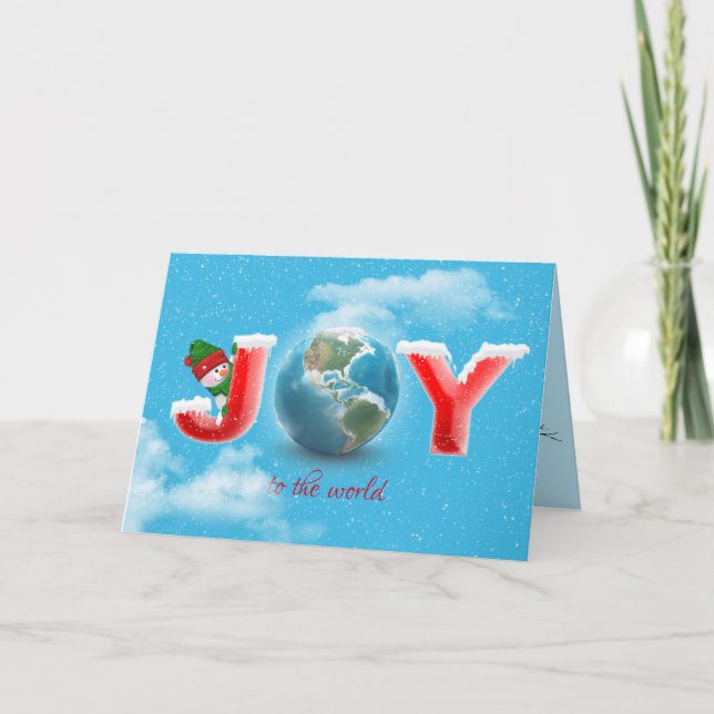 Julglädje i snöflingor med jordgloben kort (Framsida)