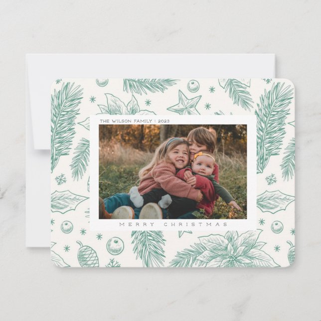 Julglädje jul familjefoto  julkort (Framsida)