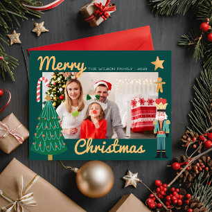 Julglädje jul familjefoto julkort