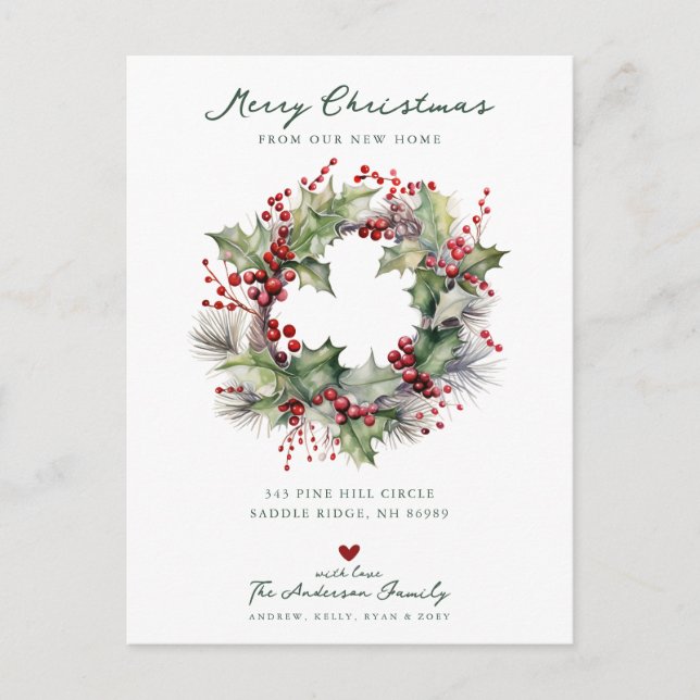 Julglädje Jul Flyttningsannons Meddelande Vykort (Framsida)