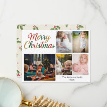 Julglädje Julkort med 5 Bilder