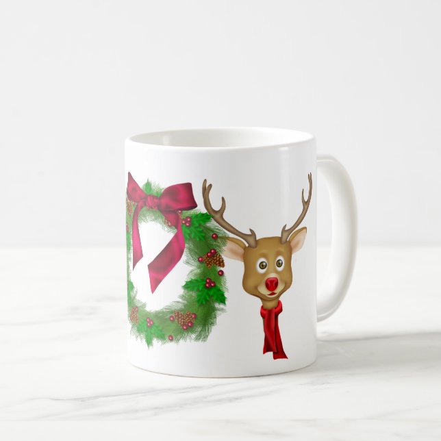 Julglädje krans och renar kaffemugg (Framsida höger)