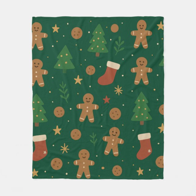 Julglädje med pepparkakor fleecefilt (Framsidan)