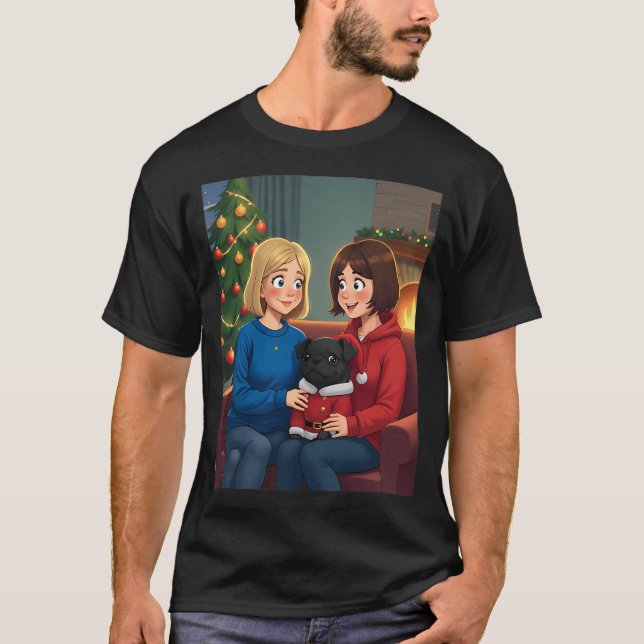Julglädje med Pug och vänner T Shirt (Framsida)