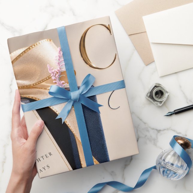 Julglädje Navy Guld Presentpapper (Gifting)