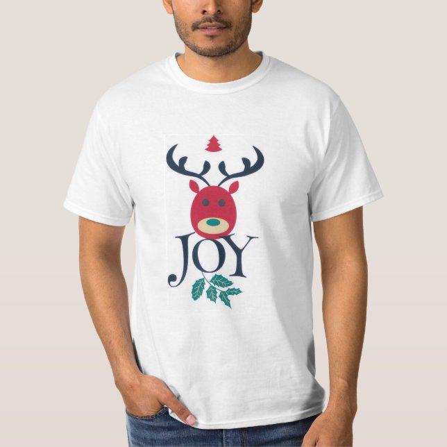 Julglädje Ren Jul T-Shirt (Framsida)