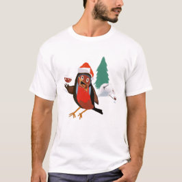 Julglädje Robin på herrens t-shirt