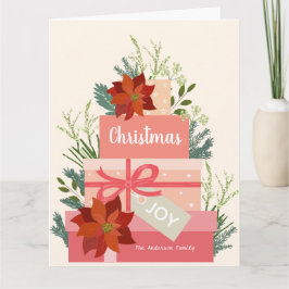Julglädje - röd poinsettism - personalisera kort