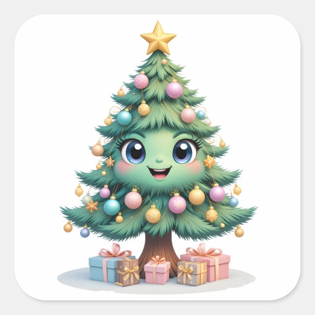 Julglädje - sjömil fyrkantigt klistermärke (Framsida)