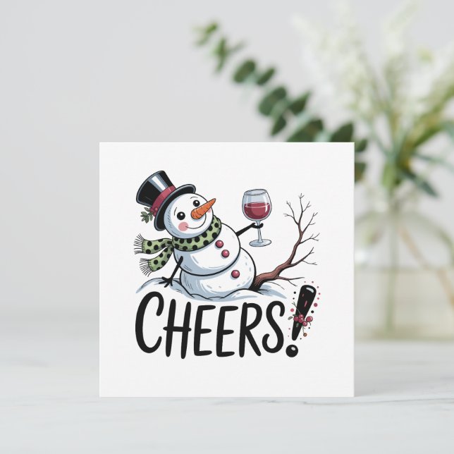 Julglädje Snöman Kökkvin Julköket Julkort (Stående Fram)