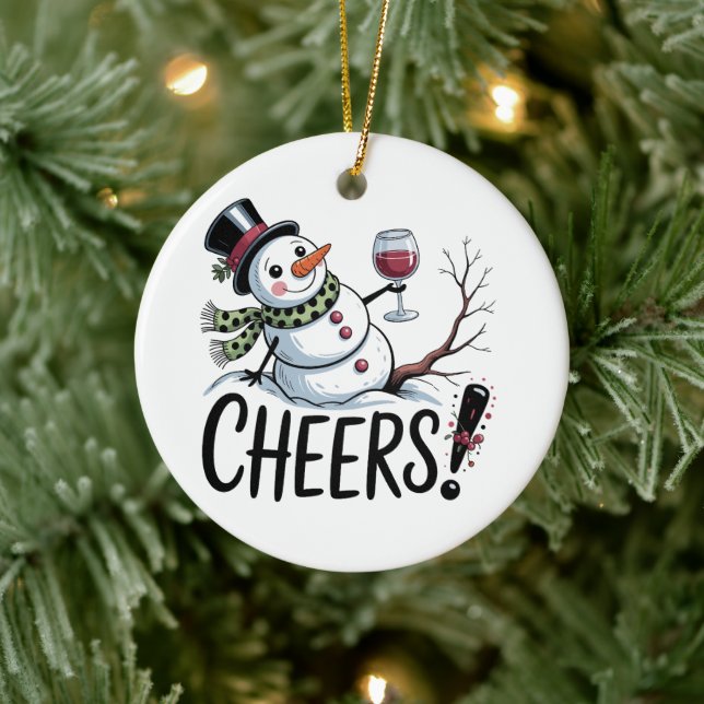 Julglädje Snömannen Köket Vin Köket Julgransprydnad Keramik (Träd)