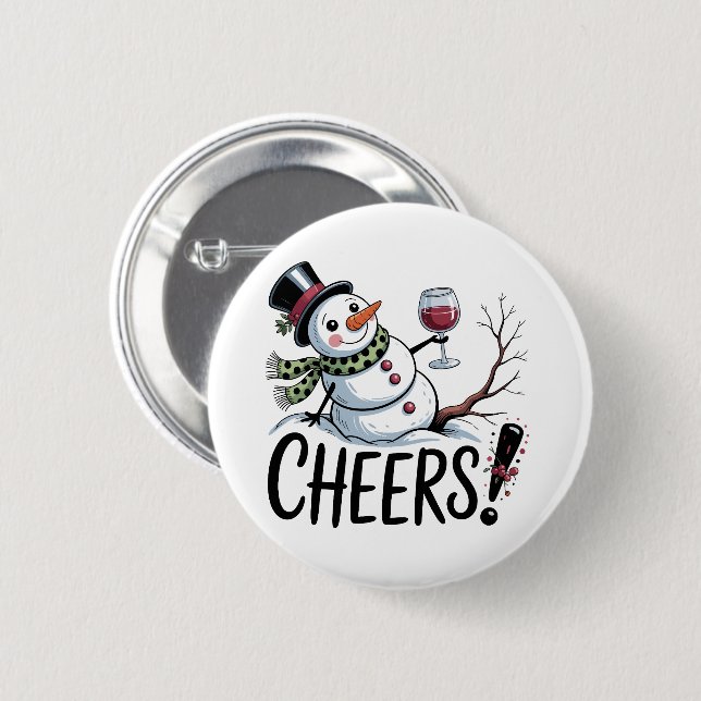Julglädje Snömannen Köket Vin Köket Knapp (Framsida & baksida)