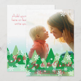 Julglädje till världen Foto Träd Snöflingor Julkort