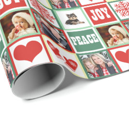 Julglädje tillfogar fyra favorit- familjfoto presentpapper