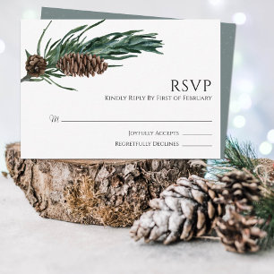 Julglädjen Elegant Watercolor Winter Wedding OSA Kort