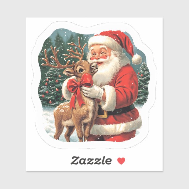 Julglädjen med tomten och renern klistermärken (Ark)