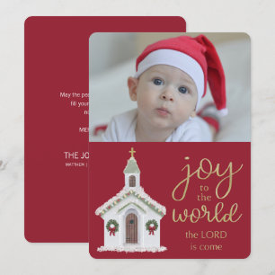 Julglädjen till World White Church Photo Julkort