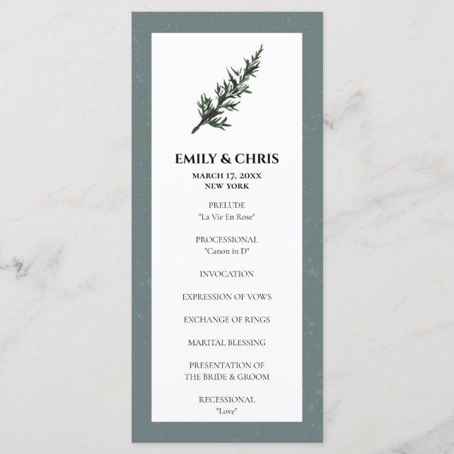 Julglädjen | Watercolor Winter Wedding Ceremony Program (Framsida)