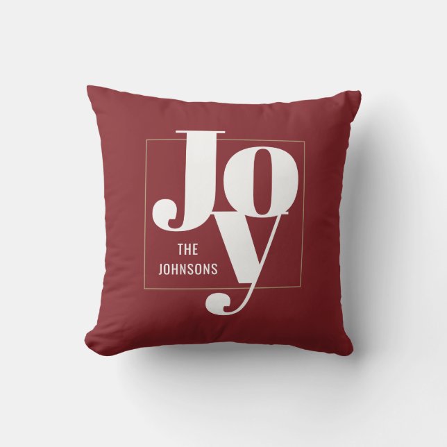 Julglädjens moderna minimalistiska typografi kudde (Framsida)