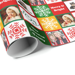 Julglädjesnöflingor tillfogar familjfoto presentpapper