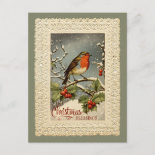 Julglädningar Robin Vintage Reproduktion Vykort