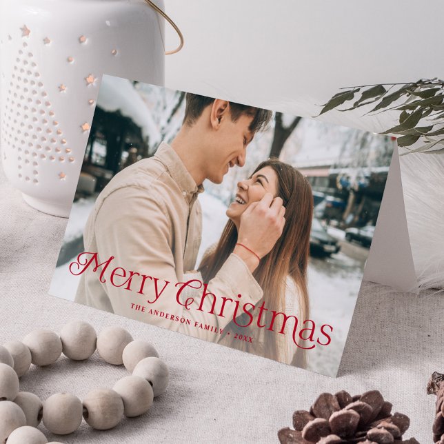 Julglans Röda God Jul Foto Helgkort (Skapare uppladdad)