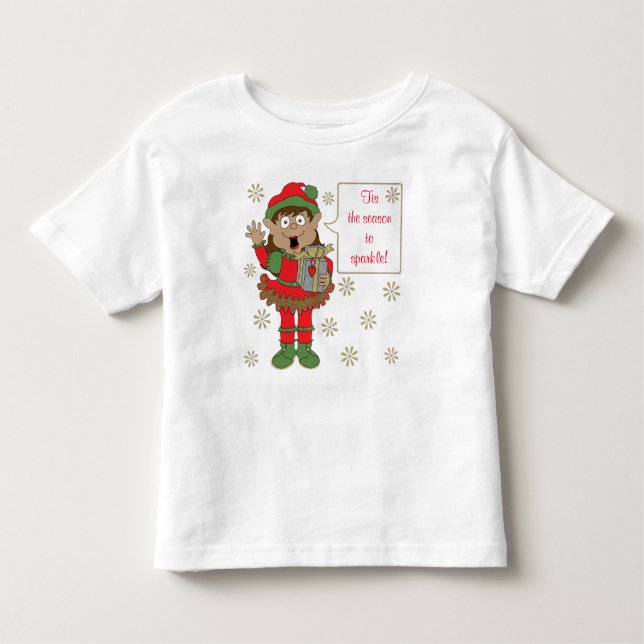 Julglänsande Elf i Färg T Shirt (Framsida)