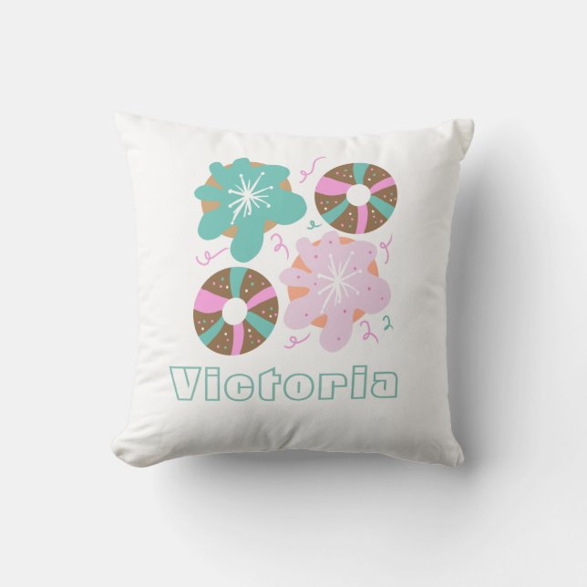 Julglaserade Munkar Rosa Klotter    Kudde (Framsida)