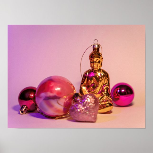 Julglaset Boll Ornamet och Golden Buddha Poster (Framsidan)