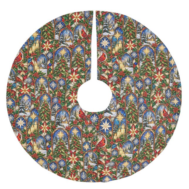 Julglasmålade Vintervärlder Julgransmatta Borstad Polyester (Framsidan)