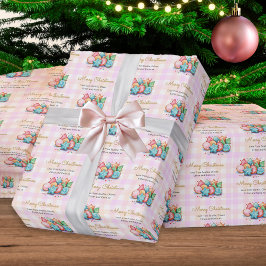 Julglasyrkor Rosa Rutig Mönster Anpassat Namn Presentpapper
