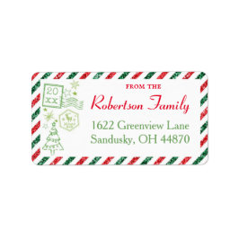 Julglitter Vintage Flygpost Förpackningsetikett Adressetikett