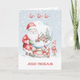 Julglob med tomte och alv helgkort