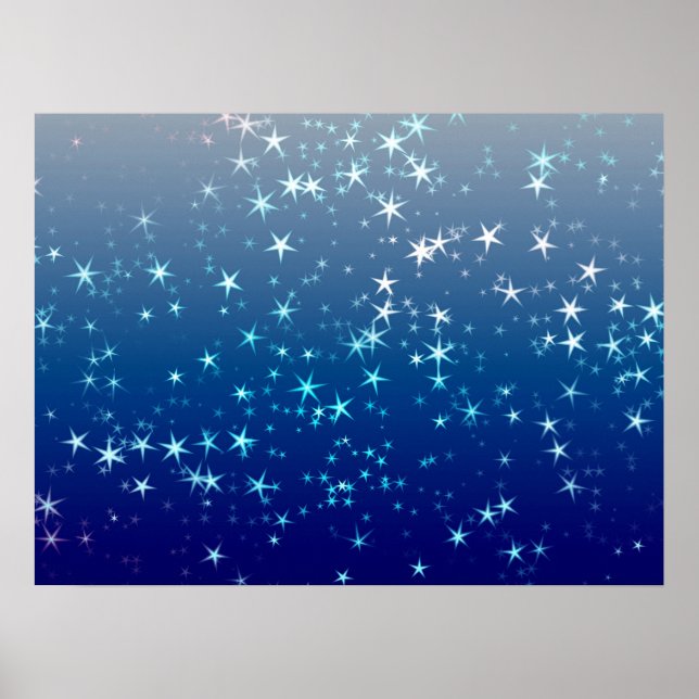 Julgnistande Stjärnor Blå Himmel Poster (Framsidan)