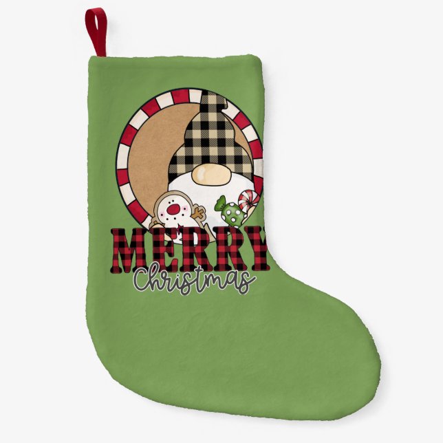 Julgnom god jul grönt liten julstrumpa (Framsidan)