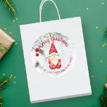 Julgnom God jul personlig Runt Klistermärke<br><div class="desc">Personlig-klistermärken för julgranar i God jul.</div>